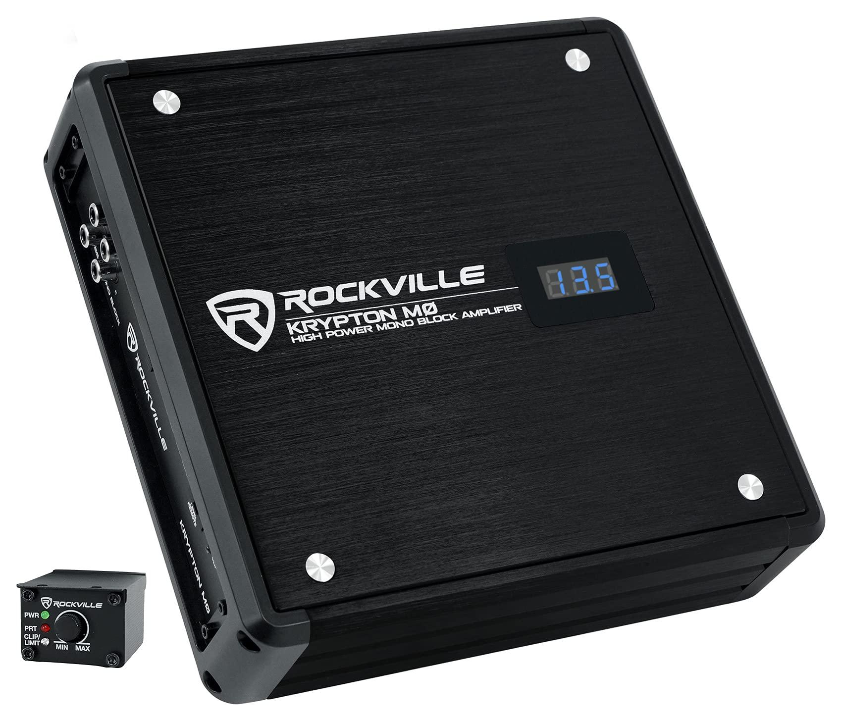Rockville Rockville Krypton-M0 1400w Peak/350w RMS Mono 1 Ohm Car Amplifier Bundle with Rockville RWK41 4 Gauge Complete Car Amp Wiring Installation Wire Kit with RCA\'s