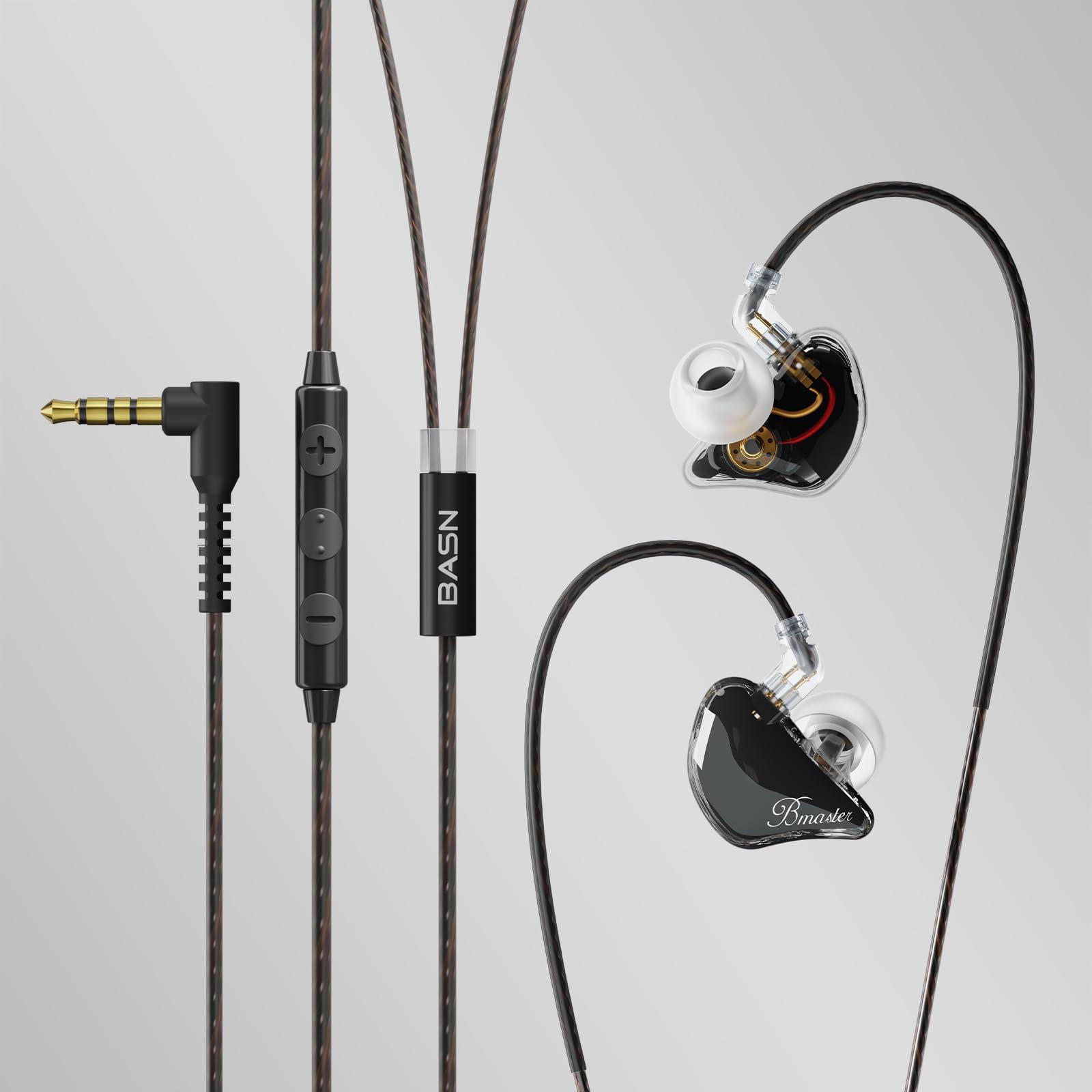 BASN BASN Bmaster 2-Pin Triple Drivers in Ear Monitor Headphone with Two Detachable Cables Fit in Ear Suitable for Audio Engineer, Musician (Black)