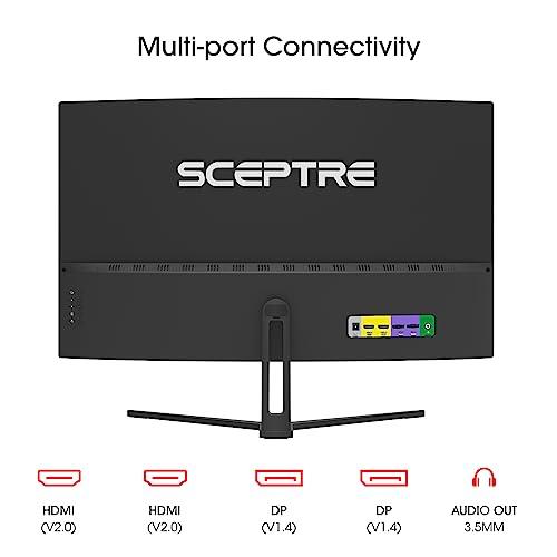 Sceptre Sceptre 32-inch Curved Gaming Monitor Overdrive up to 240Hz DisplayPort 165Hz 144Hz HDMI AMD FreeSync Build-in Speakers, Machine Black (C325B-185RD)