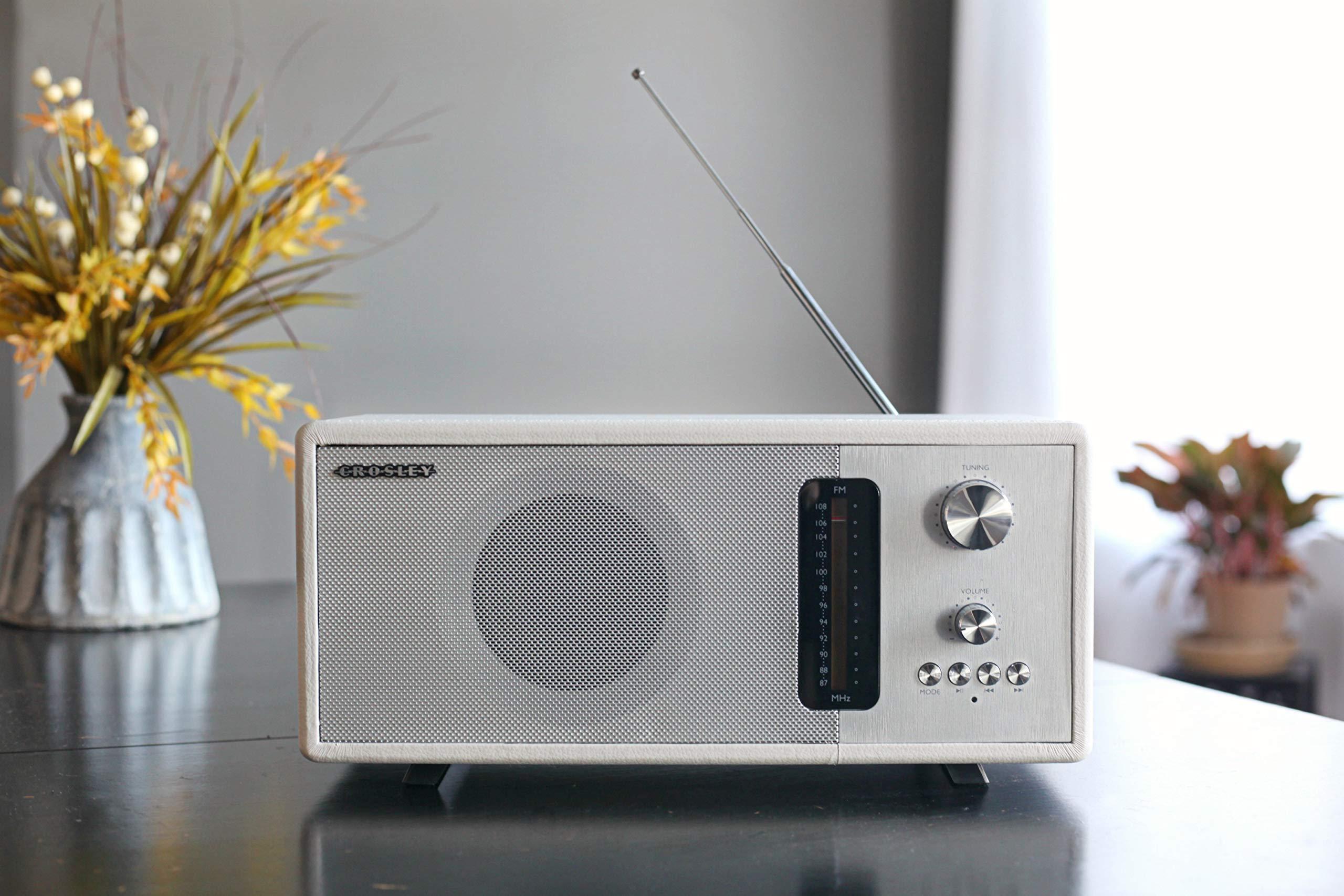 Crosley Crosley CR3037A-WS Harmony Modern Bluetooth FM Tabletop Radio, White Sand