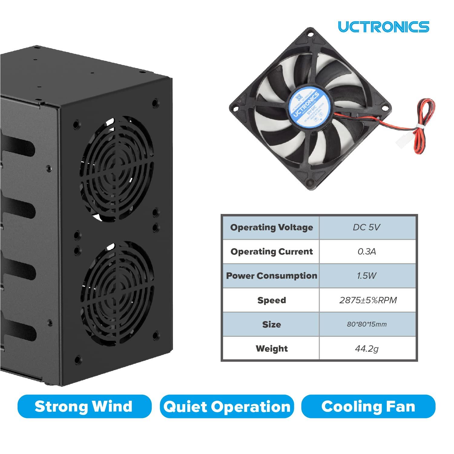 UCTRONICS UCTRONICS for Raspberry Pi Cluster Case, Desktop Metal Rack Case, 4 Layers with 2 Cooling Fans Compatible with Raspberry Pi 5/4B and 2.5\" SSD