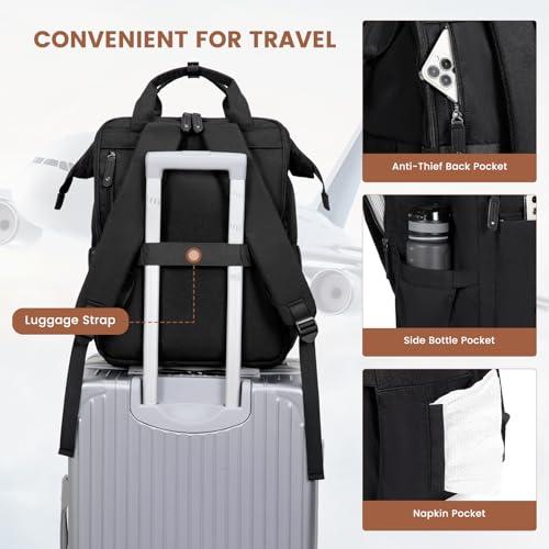 LOVEVOOK LOVEVOOK Laptop Backpack, Travel Bag with 17.3 inch Laptop Compartment, Water Resistant Teacher Nurse Doctor Work Bag, Anti-theft Daypack, Black