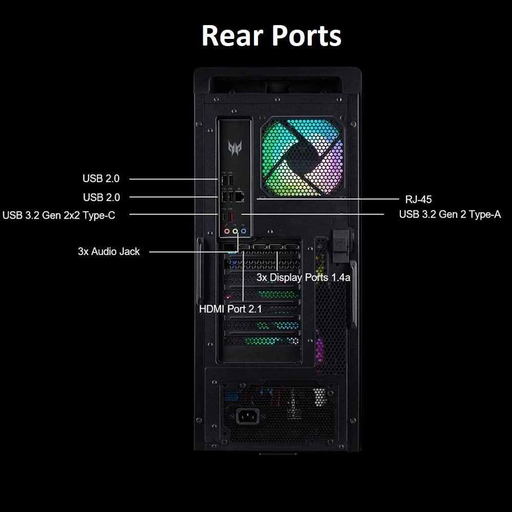 acer Acer Predator Orion 5000 PO5-640-UR11 Gaming Desktop | 12th Gen Intel Core i7-12700F 12-Core | NVIDIA GeForce RTX 3080 | 16GB DDR5 | 1TB PCIe Gen4 SSD | 2TB HDD | Intel Wi-Fi 6E | RGB Keyboard & Mouse