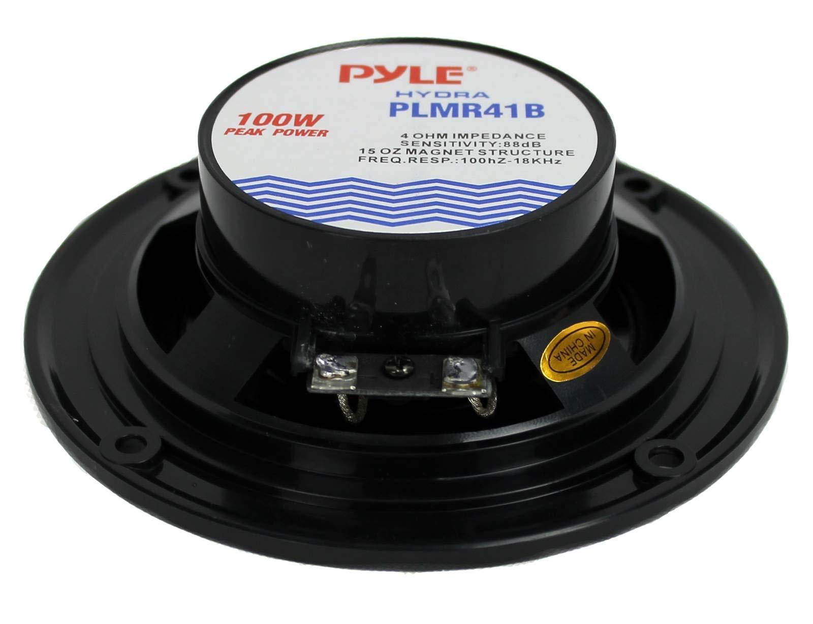 Pyle Pyle PLMR41B 4" 100W Dual Cone Waterproof Marine Boat Stereo Speakers (4 Pair)