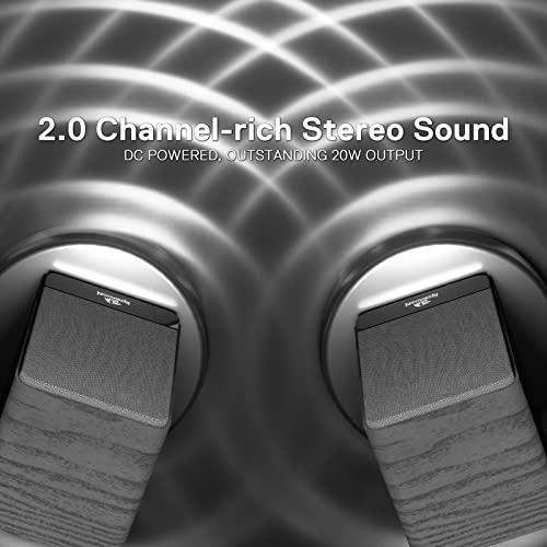 Redragon Redragon GS813 Wireless Desktop Speakers, 2.0 Bookshelf Speaker w/20W Output, BT 5.0/3.5mm AUX, Enhanced Bass/Treble Knob and TF Card/USB Flash Drive Supported