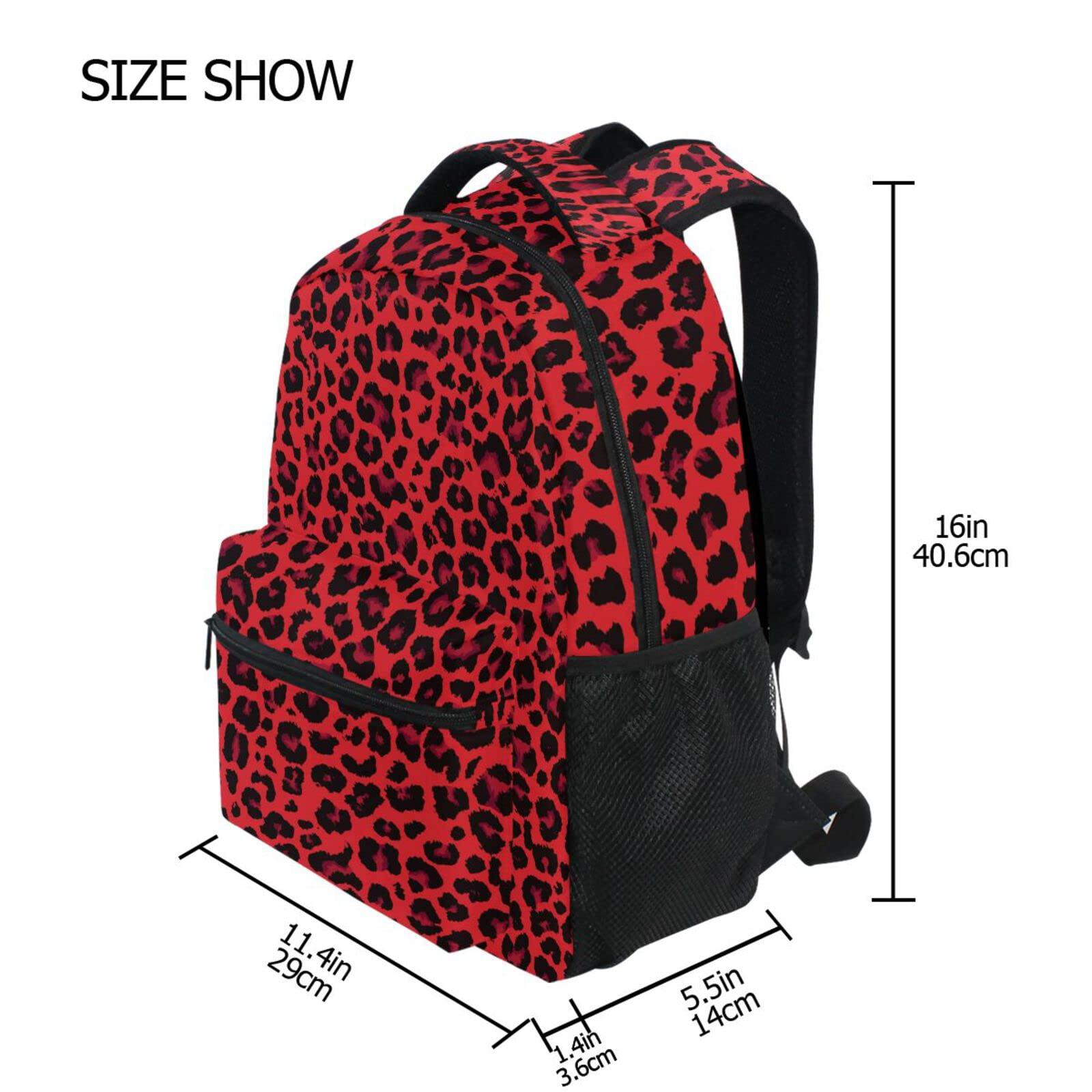 ALAZA ALAZA Red Leopard Print Cheetah Backpack Purse with Multiple Pockets Name Card Personalized Travel Laptop School Book Bag, Size S/16 inch