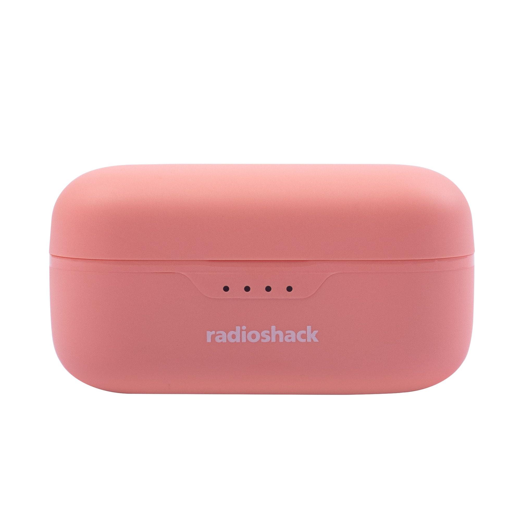 R RADIOSHACK RadioShack High Performance Wireless Headphones, Active Noise Cancelling Earbuds, IPX5 Water Resistant Bluetooth Headphones with 400MAH Battery, Pink