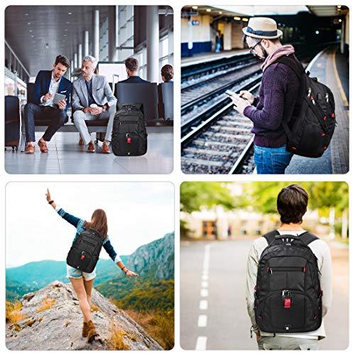 NUBILY NUBILY Laptop Backpack 17 Inch Waterproof Extra Large TSA Travel Backpack Anti Theft College Business Mens Backpacks with USB Charging Port 17.3 Gaming Computer Backpack for Women Men Black 45L