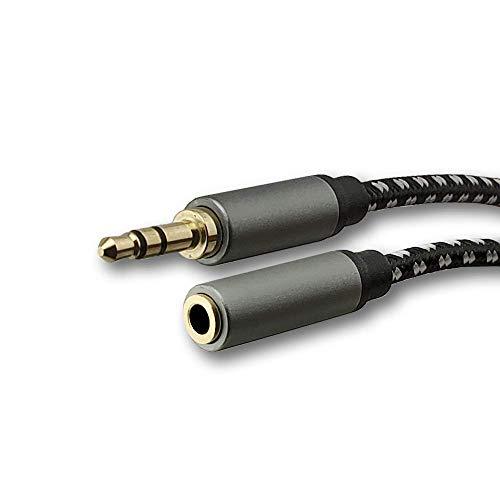 SatelliteSale SatelliteSale Auxiliary 3.5mm Audio Jack Male to Female Digital Stereo Aux Extension Cable Universal Wire Black/White Nylon Cord 15 feet