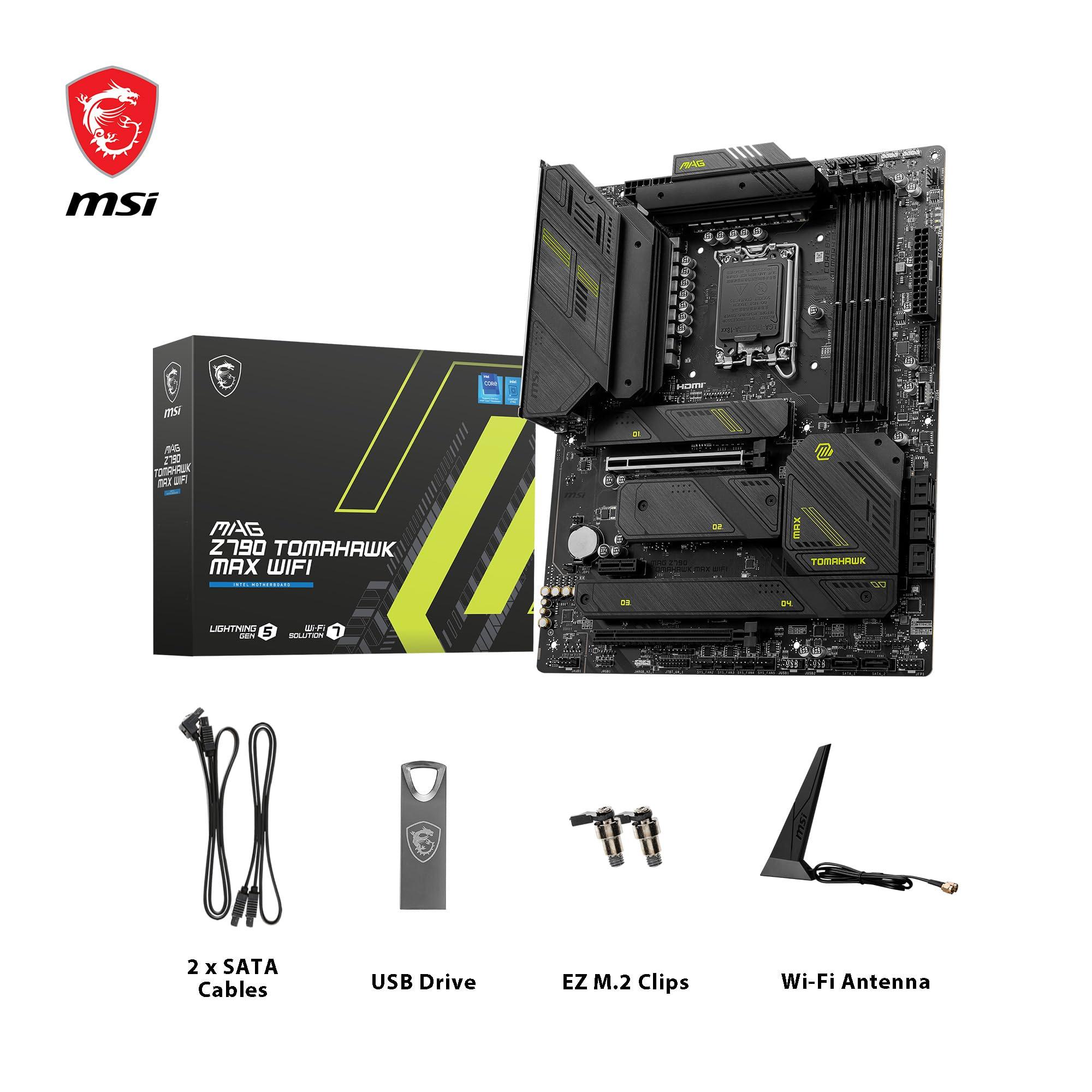 MSI MSI MAG Z790 Tomahawk MAX WiFi Gaming Motherboard (Supports 12th/13th/14th Gen Intel Processors, LGA 1700, DDR5, PCIe 5.0, M.2, 2.5Gbps LAN, USB 3.2 Gen2, Wi-Fi 7, ATX) (Renewed)