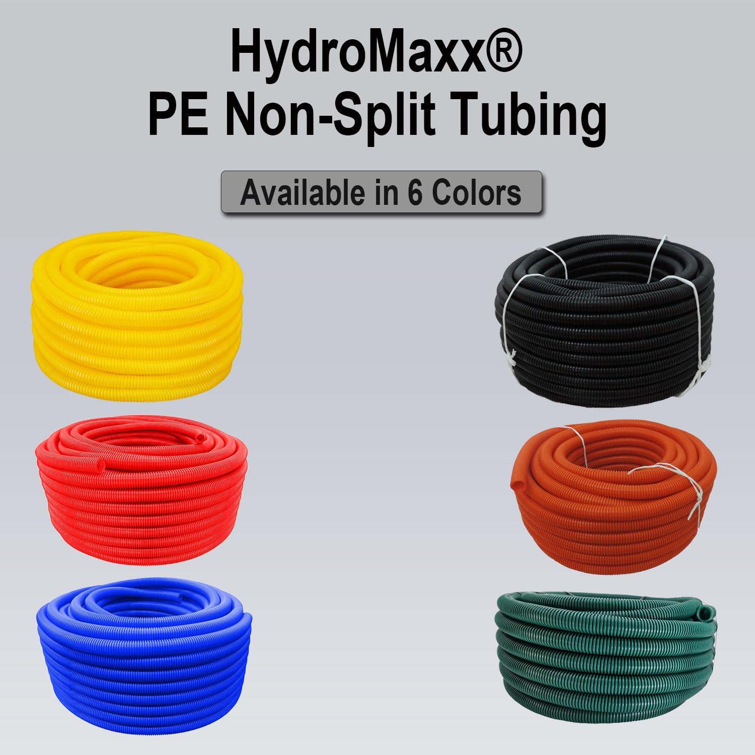 hydromaxx Flexible Polyethylene LDPE Non-Split Corrugated Wire Loom Tubing (1\" Dia. x 100 ft, Yellow)