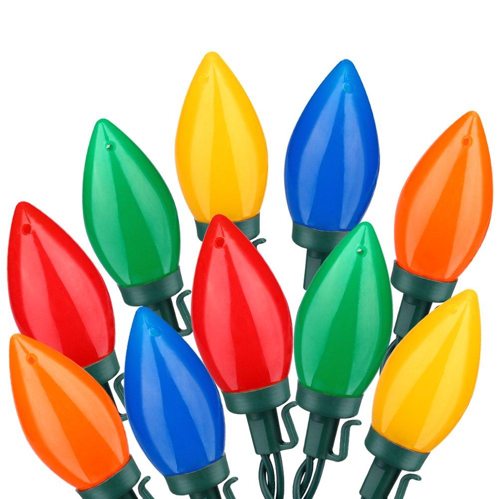 HAYATA Multi Color C9 Big Bulbs Classic Christmas Lights 50 LED 32ft Indoor Outdoor Home Yard Xmas Tree Decorations (Multi Color - 50LED)