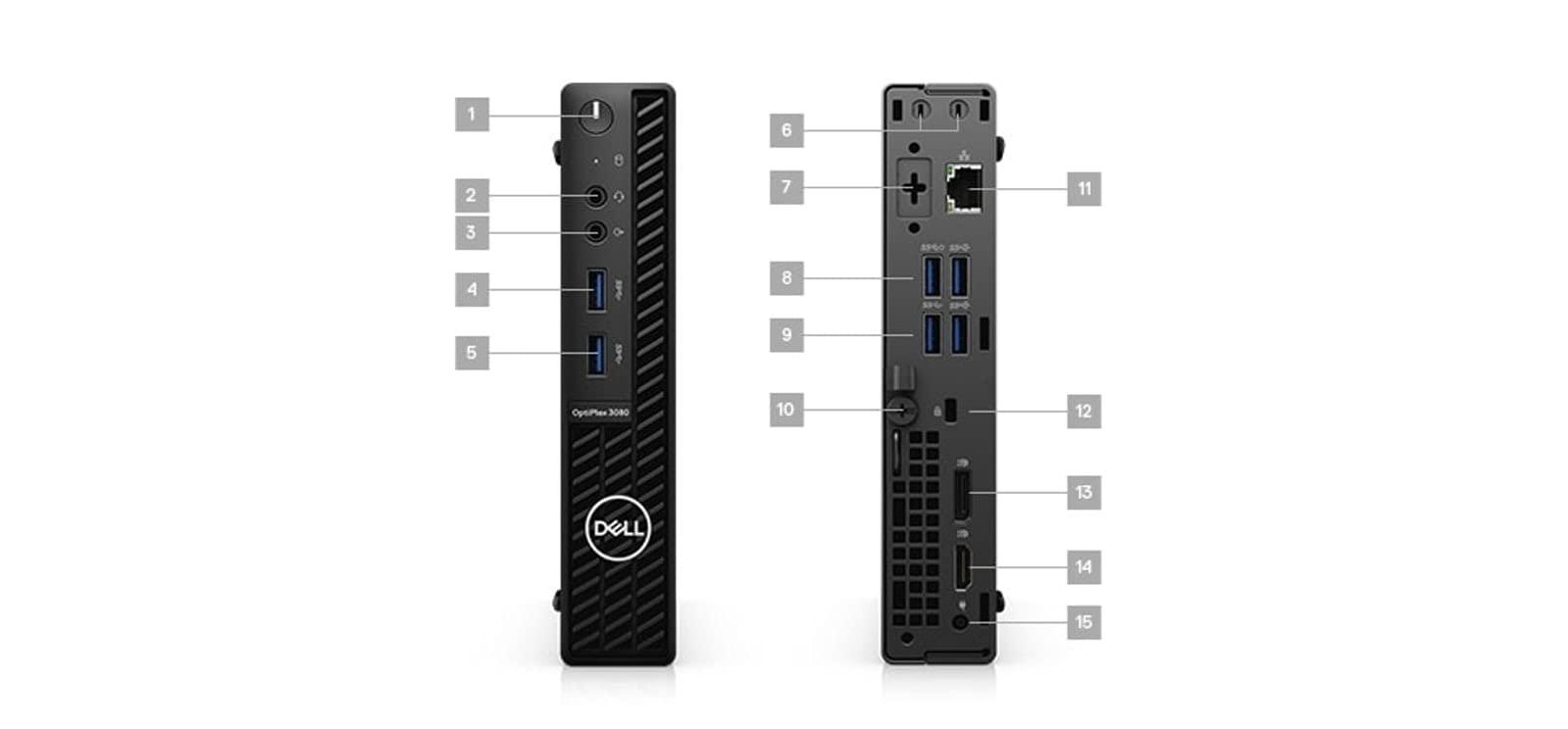 Dell Dell Optiplex 3080 Micro Desktop | Core i5-10500T - 256GB SSD Hard Drive - 8GB RAM | 6 cores @ 3.8 GHz Win 11 Pro Black (Renewed)