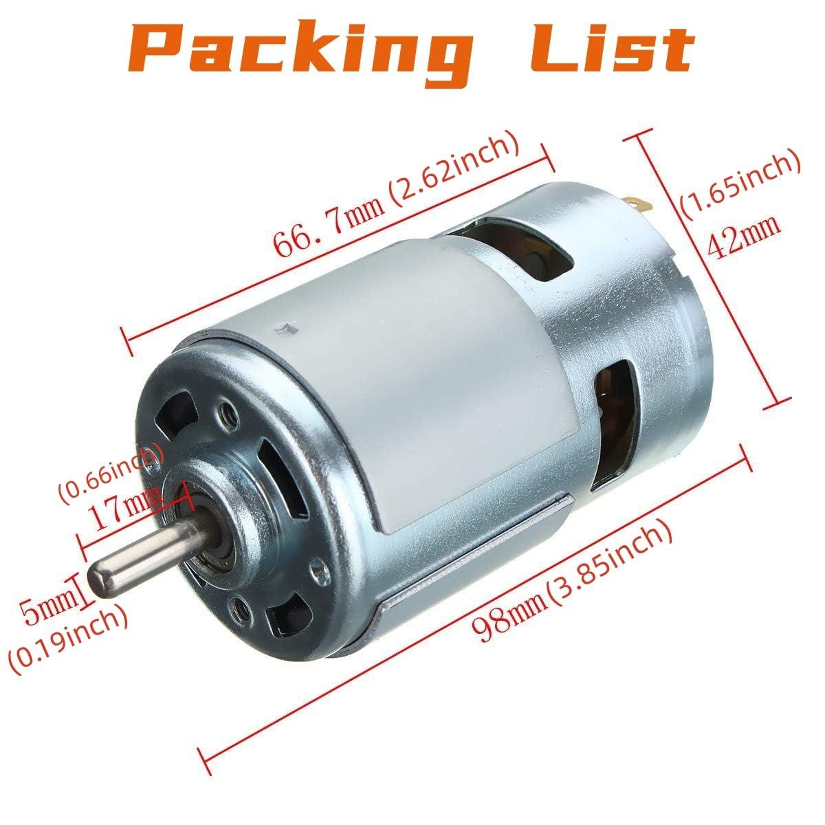 Pulyyds 775 DC Motor DC 24V Max 20000RPM Ball Bearing Large Torque High Power Low Noise Gear Motor Electronic Component Motorwith Bracket