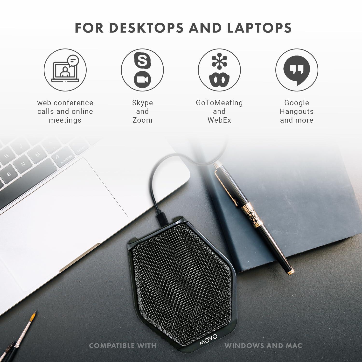 Movo Movo MC1000 Conference USB Microphone for Computer Desktop and Laptop with 180° / 20' Long Pick up Range Compatible with Windows and Mac for Dictation, Recording, YouTube, Conference Call, Skype