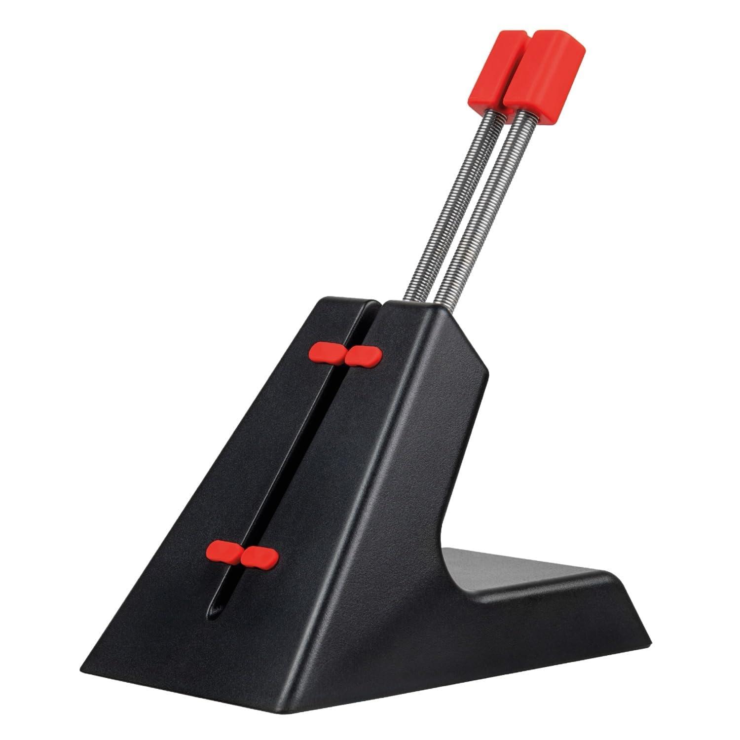 Arozzi Arozzi - Ancora Mouse Bungee with Snug Cord Holder, Rubber Feet, Extendable Spring and Weighted for Stability - Black with Red Accents