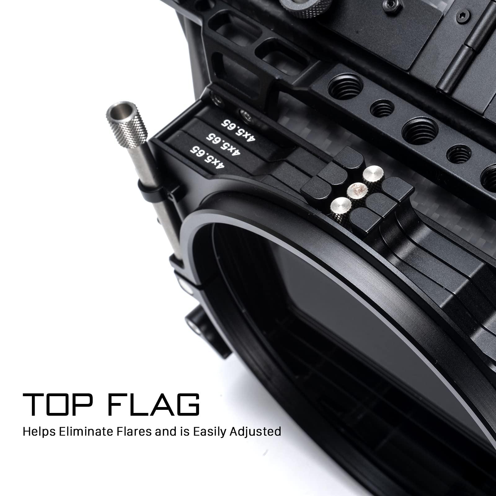 Tilta Tilta Matte Box for Studio Cinima Cameras, 3 Pcs 4x5.65 Filter Frame with 5 Lens Adapter Rings (134/114/110/95/80mm) Carbon Fiber Top Flag 5 Pcs Front Matte 15mm Rod Adapter MB-T12