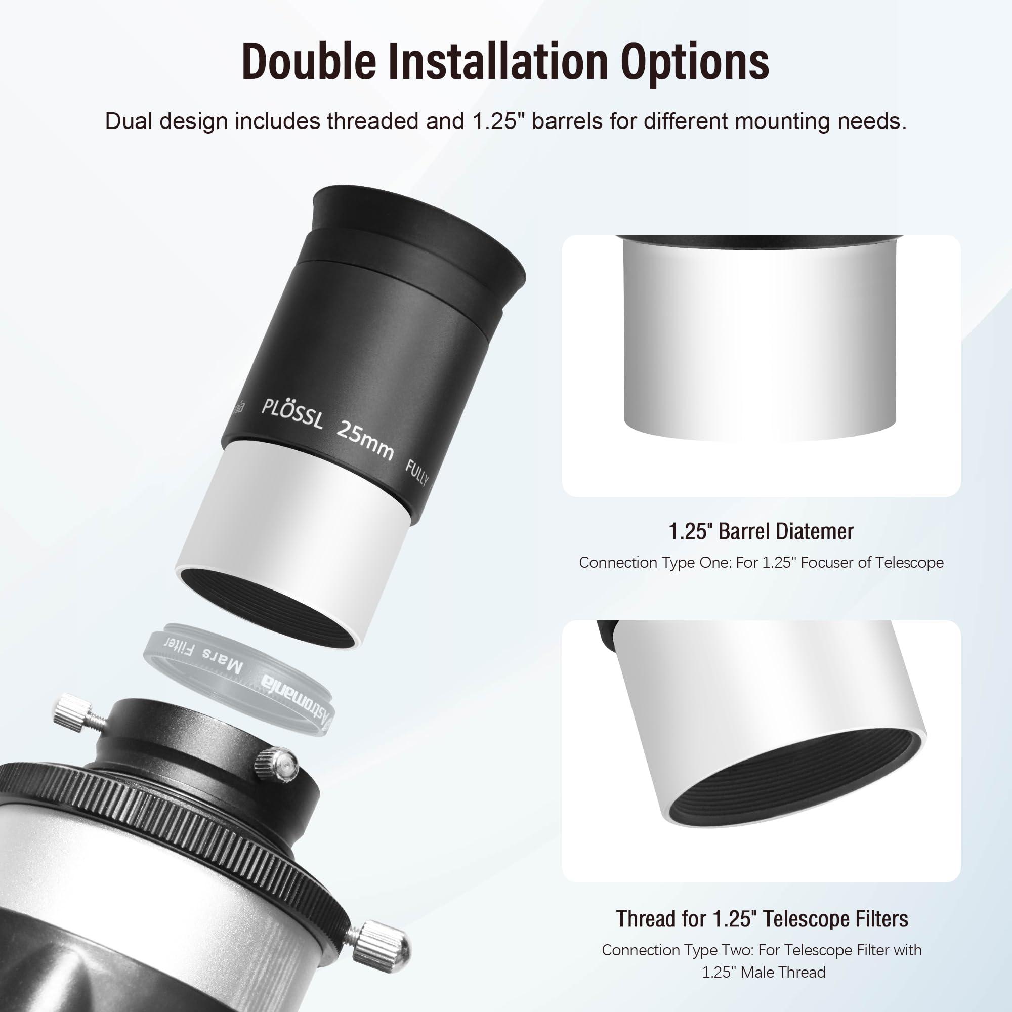 Astromania Astromania 1.25" 25mm Plossl Telescope Eyepiece - Bundle with - 1.25" 4mm Plossl Telescope Eyepiece