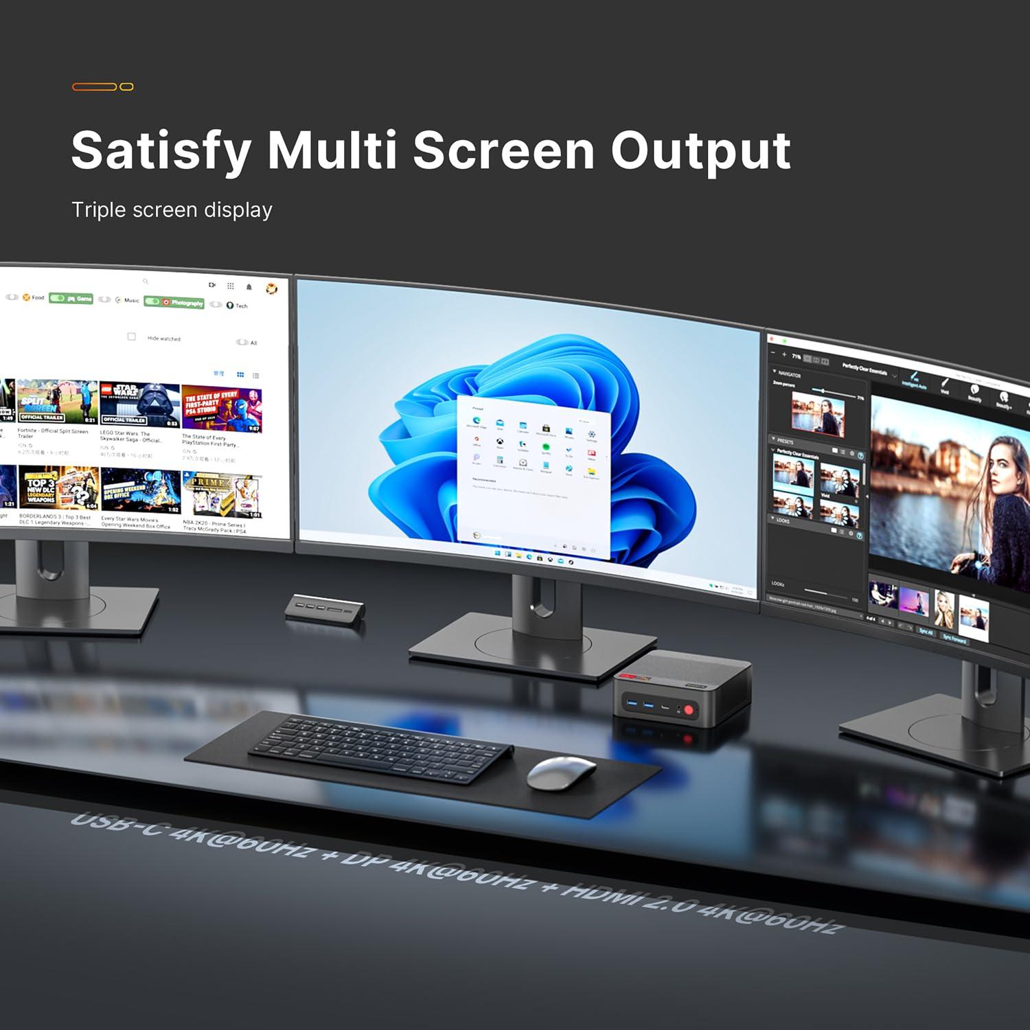 BOSGAME BOSGAME P4 Mini PC Gaming, AMD Ryzen 7 5825U Desktop Computer, 16GB DDR4 512GB SSD Mini Computers (up to 4.5Ghz), 4K Triple Display Micro Desktop PC BT5.2/Wi-Fi6E