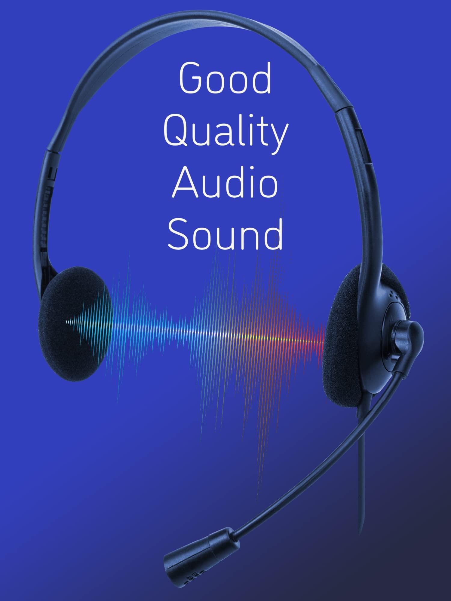 MANHATTAN MANHATTAN USB Headset with Mic Long 5 ft Cable Cord, Dual-Sided Padded On-Ear, Adjustable Headband Non Reversible (Left Side Mic Use Only) - for Desktop, Laptop, Computer 3 Yr Mfg Warranty-179898