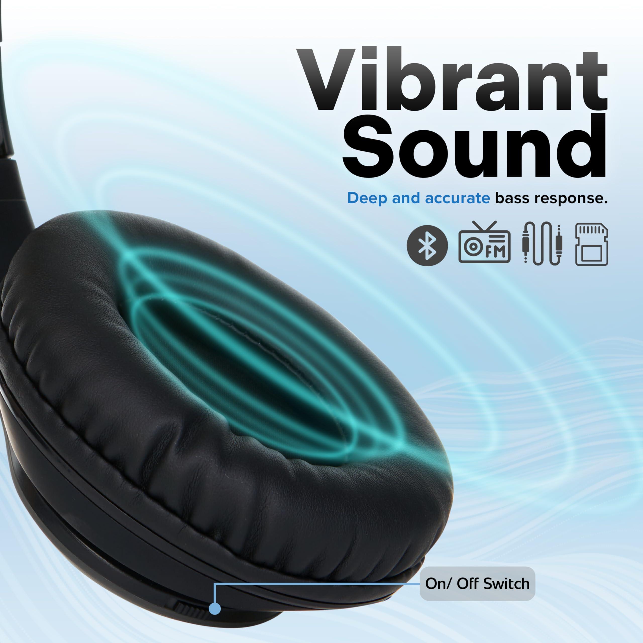 iJoy iJoy Bluetooth Headphones Over Ear, Wireless and Wired Foldable Headset Built-in Microphone - (Stealth) Adults Kids Men Women - Audifonos Auriculares Inalambricos