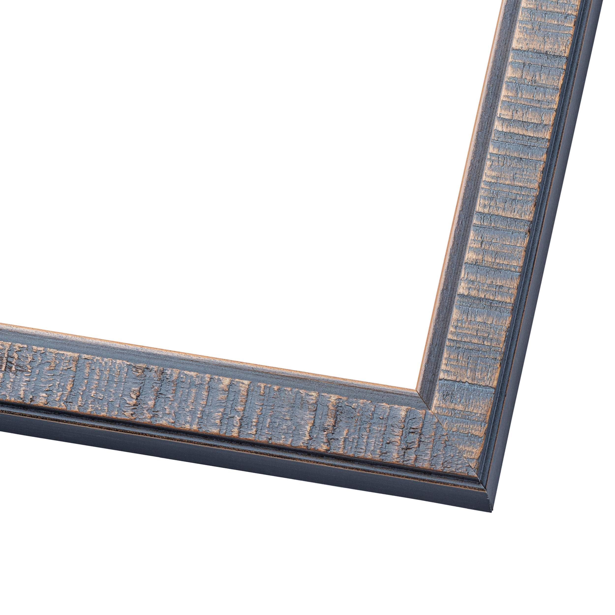 CountryArtHouse 17x25 Frame Slate Blue Distressed Rustic Solid Wood Picture Frame | 0.75 Inch Moulding Width | Includes UV Acrylic Plexiglass, Acid Free Foam Backing Board and Hanging Hardware | Sonoma Collection