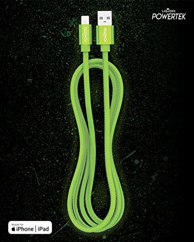 LIQUIPEL LIQUIPEL Powertek Glow MFi Certified Charger Compatible for Apple iPhone, iPad, 5ft Cable, Lightning to USB Cable Cord, Fast Charging Lightning Cable (Green)