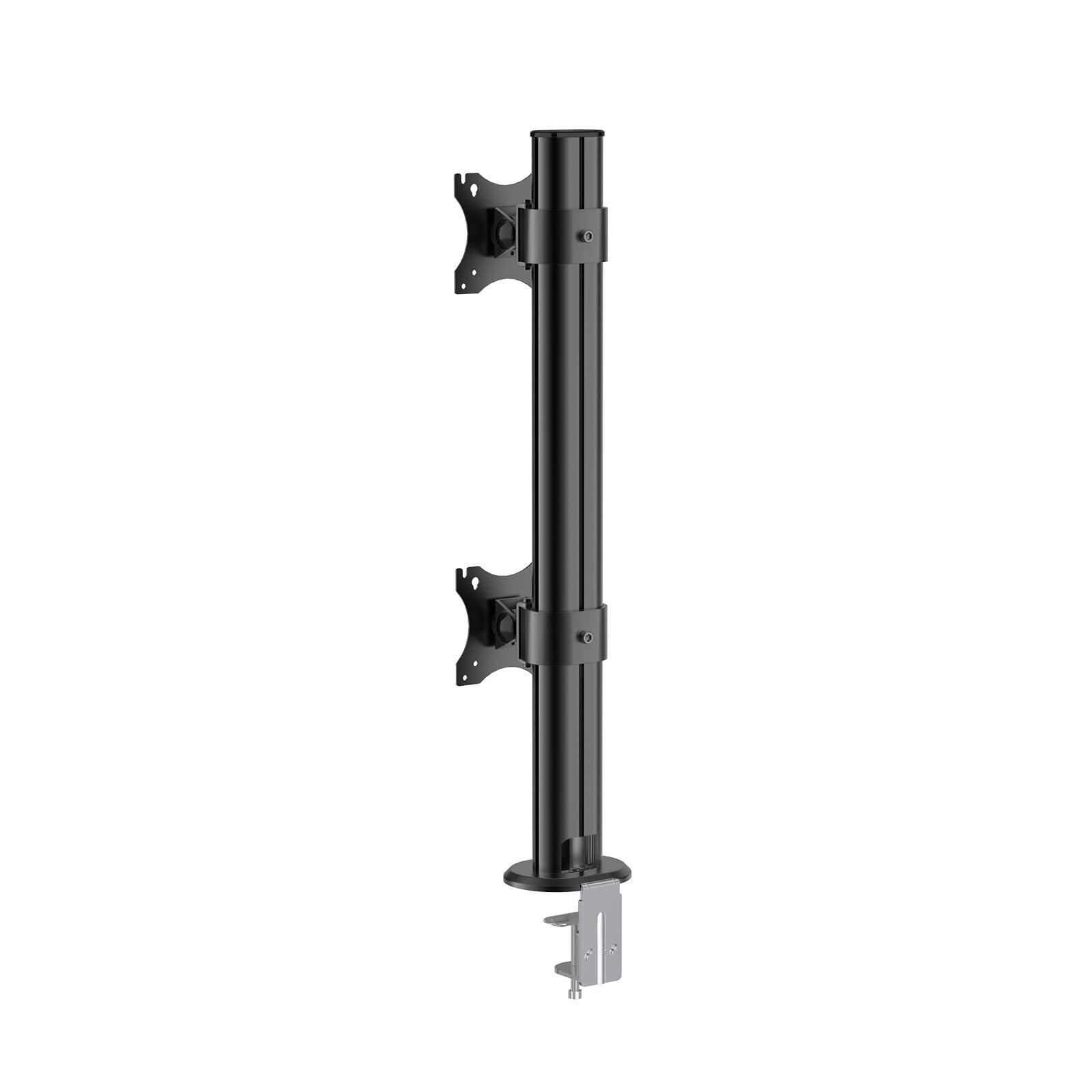 BEWISER BEWISER Dual Monitor Stand Desk Mount- Vertical Heavy Duty Monitor Riser Fits Two 17 to 49 Inch Screen with Swivel, Tilt, Height Adjustable,weight capacity up to 33 lbsBL200-B