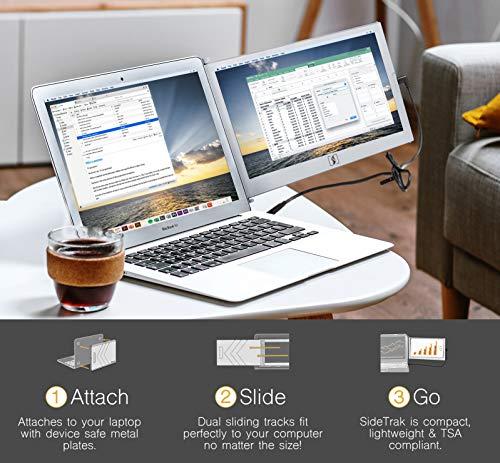 SideTrak SideTrak Slide Portable Monitor for Laptop 12.5" FHD 1080P IPS Attachable Laptop Screen | Efficient USB Power | Compatible with Mac & Chrome 13" -17" Laptops (Patent Pending) | Silver
