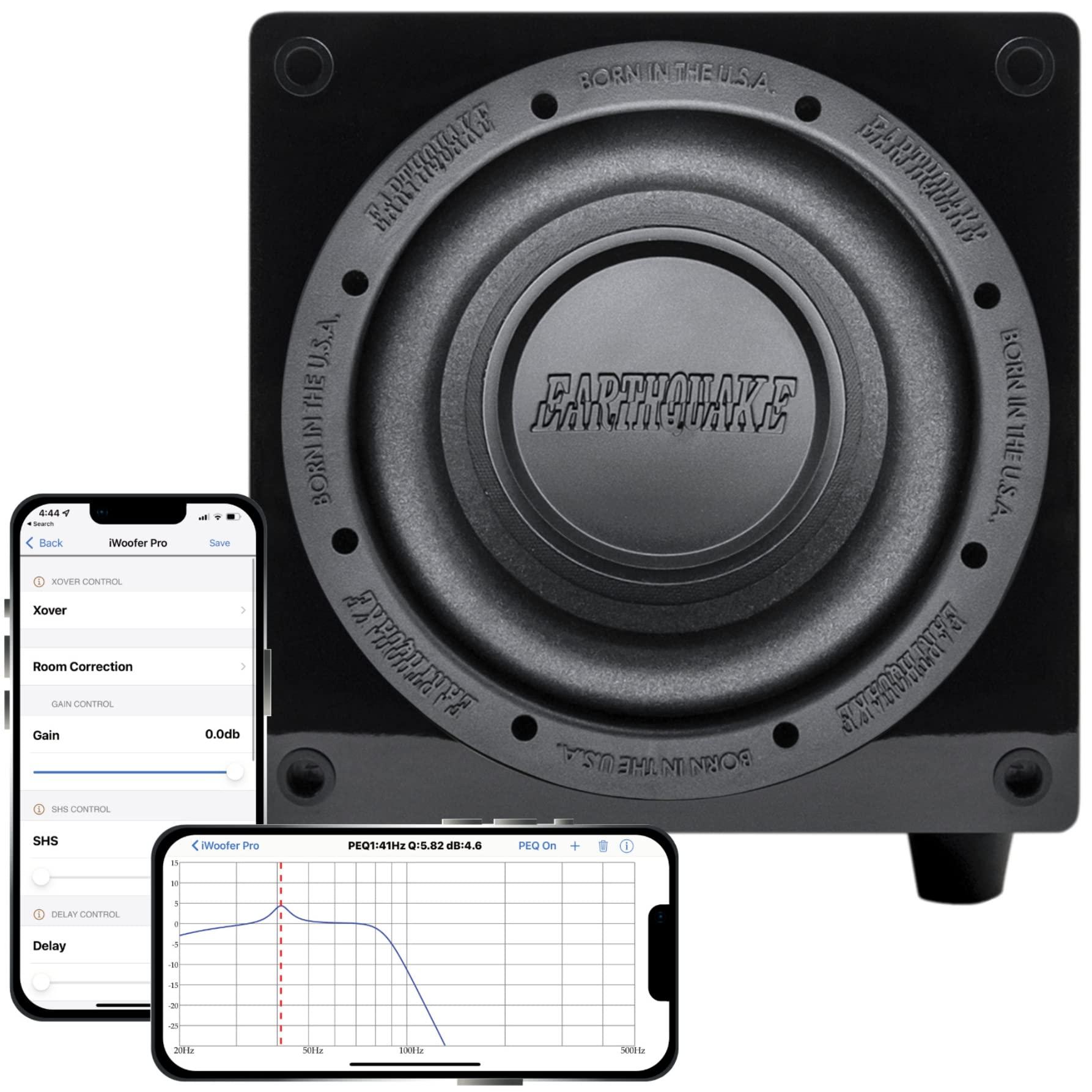 EARTHQUAKE EARTHQUAKE Sound MiniMe DSP P8 8-inch Powered Subwoofer with DSP Control and SLAPS Passive Radiator Technology, Black