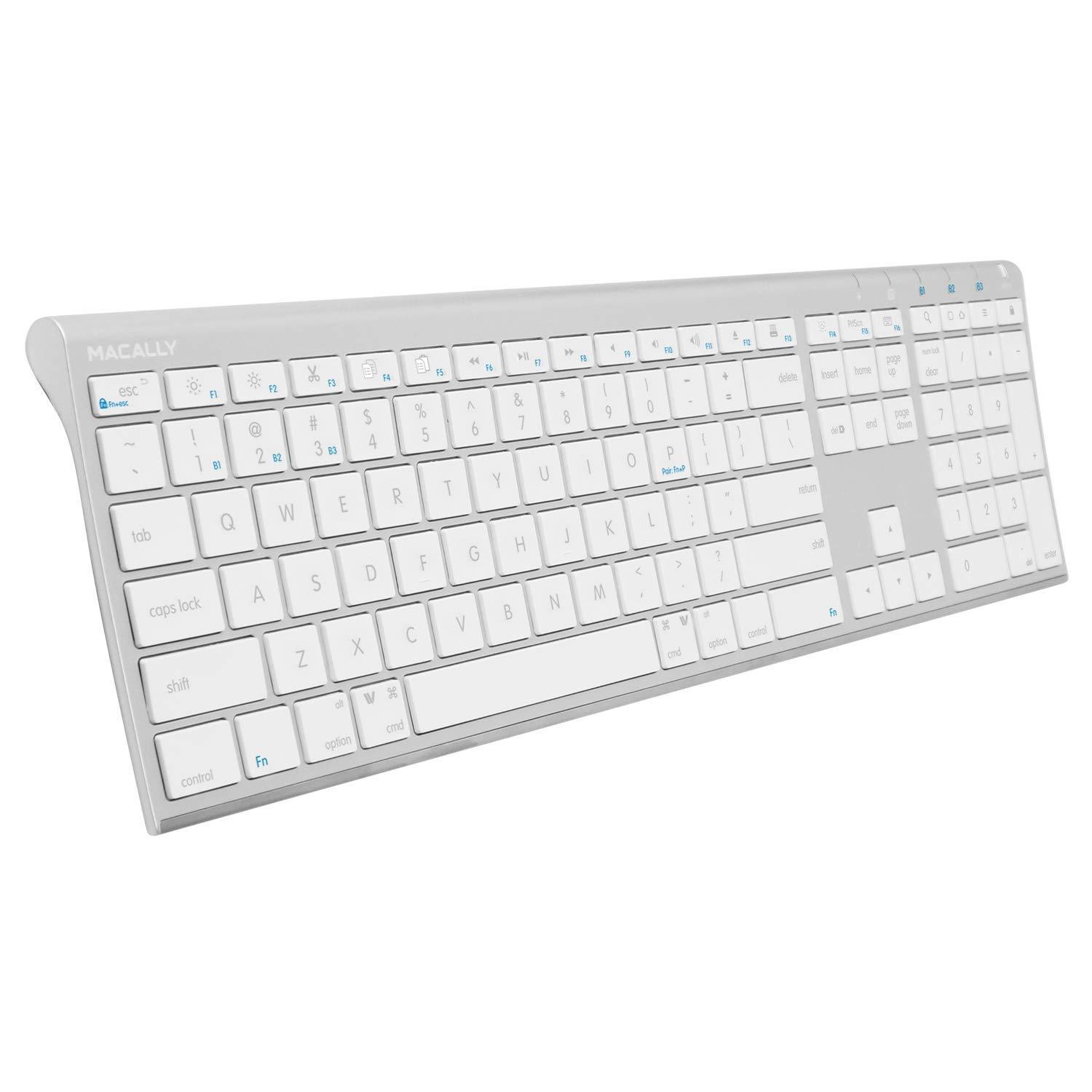 Macally Macally Premium Bluetooth Keyboard and Mouse for Mac | Compatible Apple Wireless Keyboard and Mouse Combo (110 Keys Multi-Device Rechargeable) Keyboard Mouse for MacBook Pro/Air and iMac - Space Gray