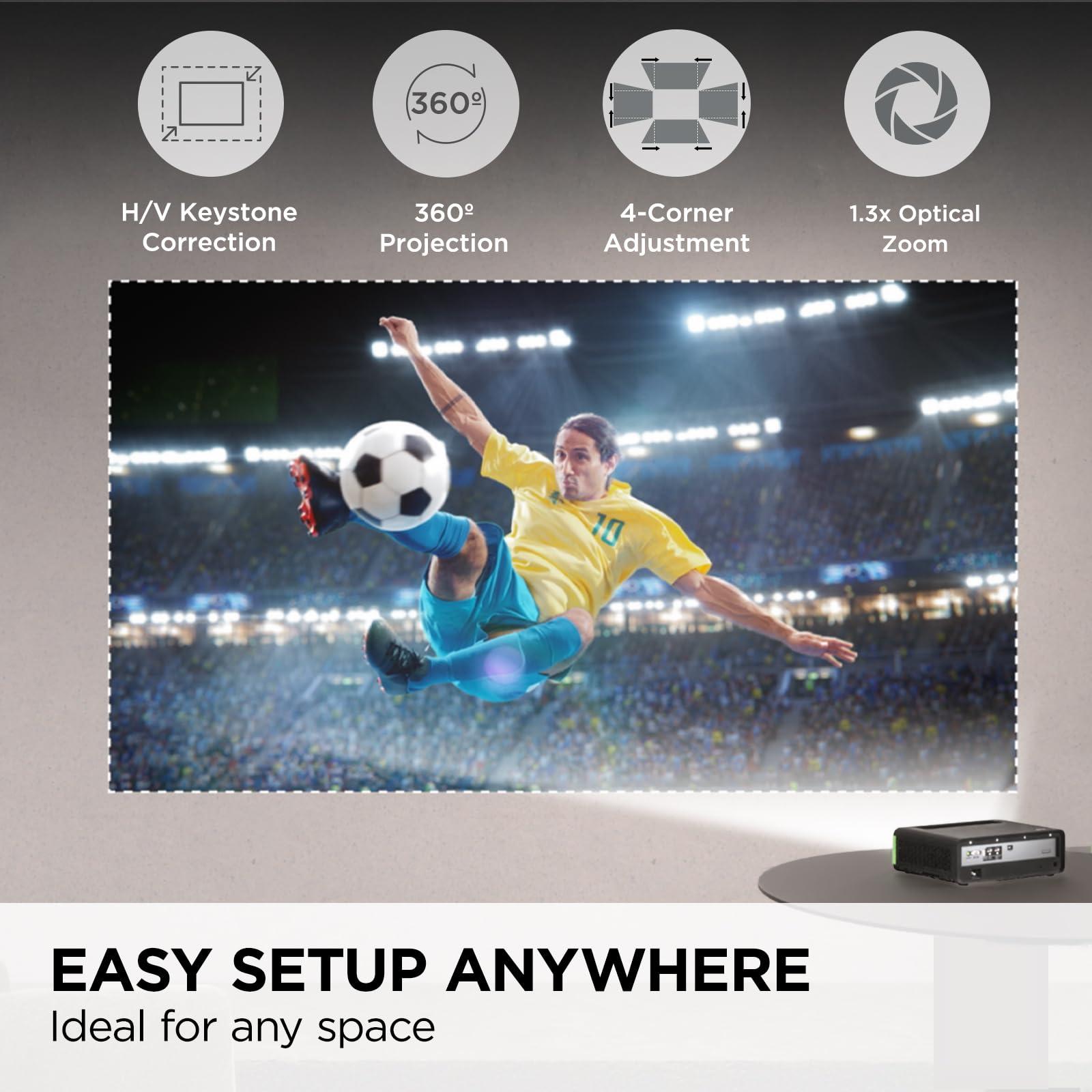 ViewSonic ViewSonic X1-4KPro 4K UHD LED Projector Designed for Xbox with Built-in Google TV and Netflix, 2500 ANSI Lumens, H/V Keystone, 4 Corner Adjustment, 1.3x Optical Zoom for Smart Home Theater