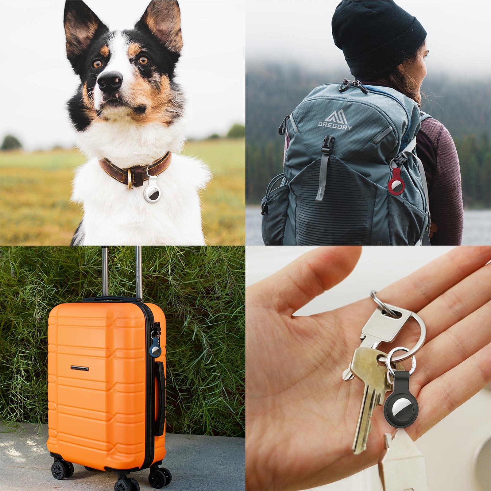 HATALKIN AirTag Holder AirTag Case Keychain Air Tag Holder, Silicone AirTags Key Ring Cases Tags Chain Apple GPS Item iTag Finders Accessories 4 Pack