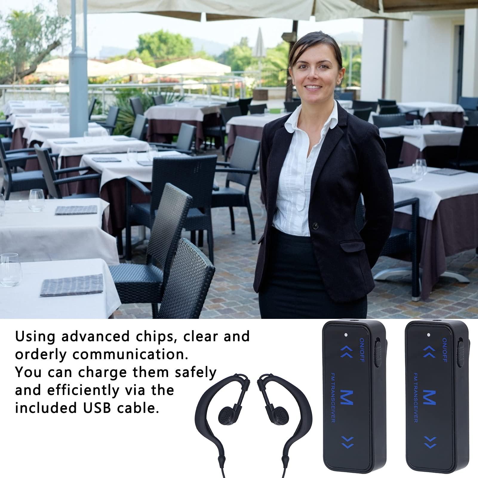 PUSOKEI 1 Pair Mini Radio Walkie Talkie with Earphones Rechargeable,Thin 2Way Radio Long Range with Earpiece for Supermarkets Shopping Centers Hotels,16 Channels HD Communication Walkie Talkie