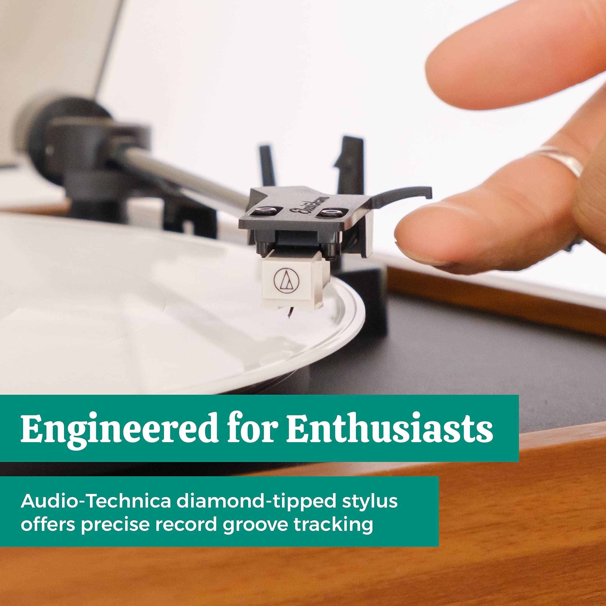 Electrohome Electrohome Montrose Record Player Stereo System, 4" Bluetooth Powered Bookshelf Speakers, Belt-Drive Bluetooth Turntable with Audio-Technica Stylus, Vinyl-MP3 Recording, Built-in Preamp