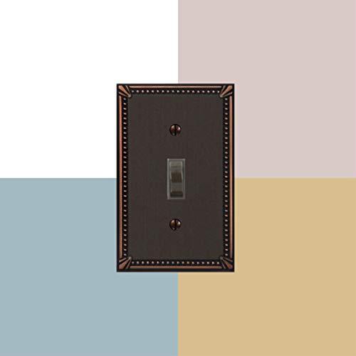 AMERELLE Amerelle 74TDDB Imperial Bead Wallplate, 1 Toggle / 1 Duplex Outlet, Cast Metal, Aged Bronze, 1-Pack