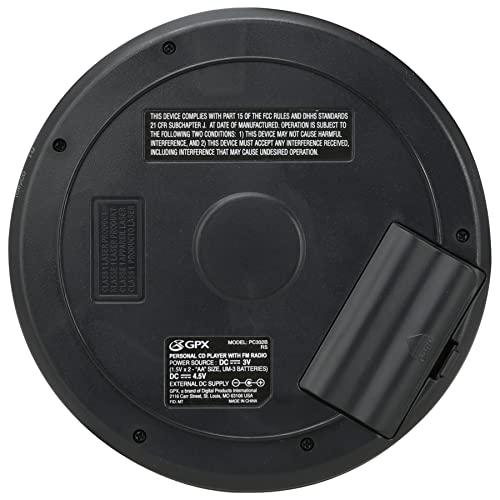 GPX GPX PC332B Portable CD Player with Anti-Skip Protection, FM Radio and Stereo Earbuds - Black
