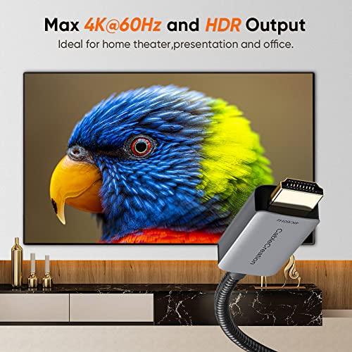 CableCreation CableCreation Active DP to HDMI Cable HDR 4K@60Hz 2K@144Hz 1080P@144Hz, 8FT Unidirectional DisplayPort to HDMI Monitor Cable, DP 1.4 to HDMI 4K Braided, Support Eyefinity Multi-Display, Aluminum