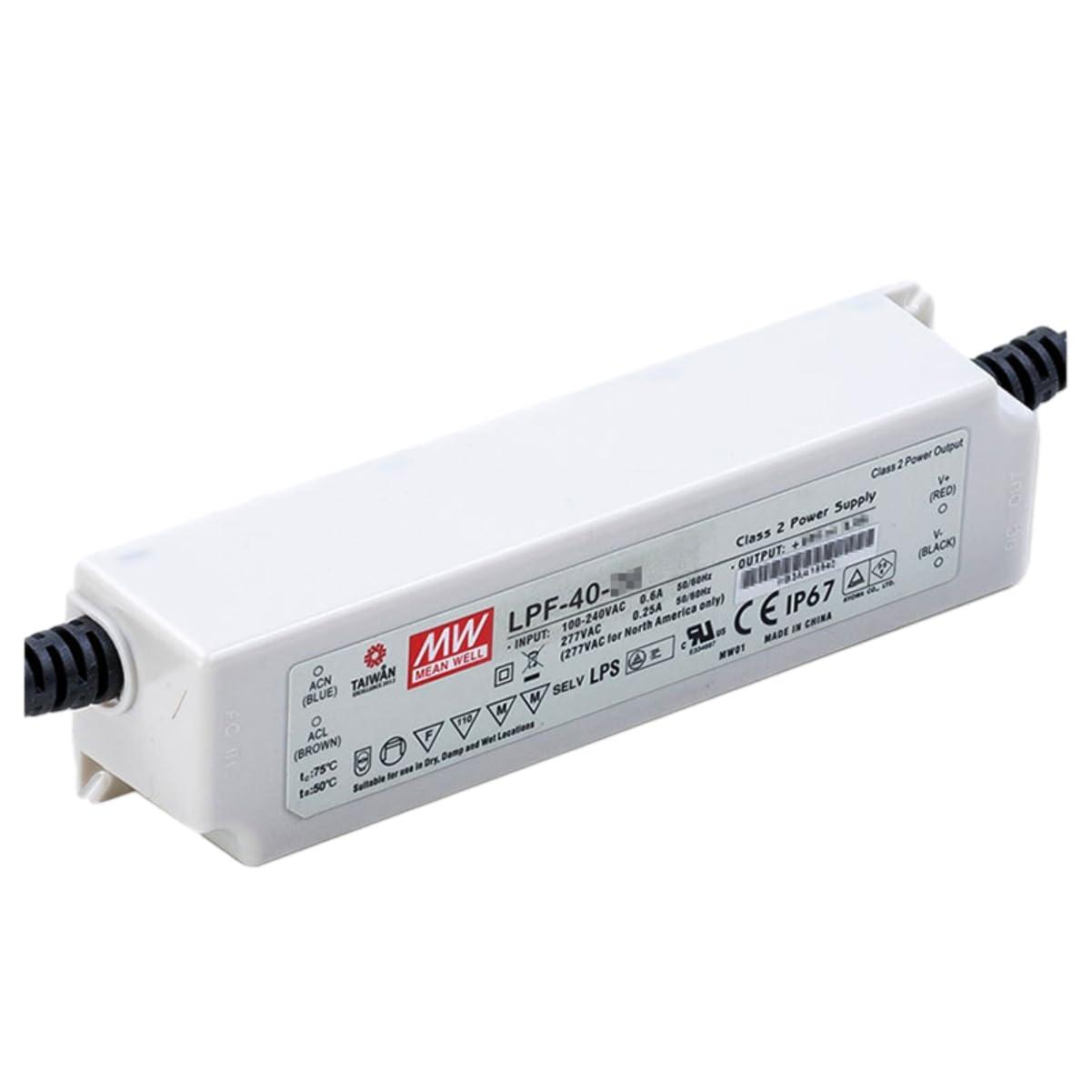 MEANWNVV Mean Well LPF 40W 15V 2.67A LED Driver LPF-40-15 AC-DC Constant Current Voltage Switching Power Supply Converter Transformer with IP30, PFC, Plastic Case