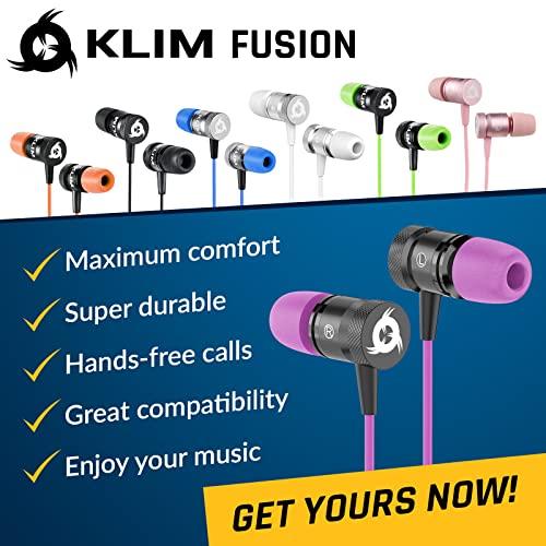 KLIM KLIM Fusion Earbuds Wired with Microphone + Long-Lasting with 5 Years Assurance - New - Innovative Memory Foam Earbuds + Gaming Earbuds with Mic and 3.5 mm Jack - Purple Earphones