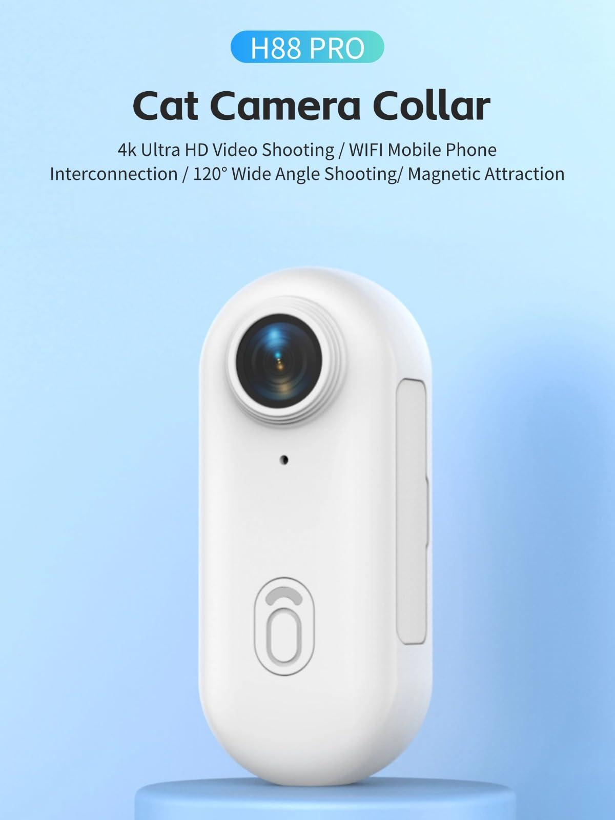 Yoidesu Yoidesu Cat Camera Collar, 4K 30FPS 8MP Pet Dog Collar Camera, 120 Wide Angle Magnetic Action Camera, Pocket Wearable Body Camera with Back Clip for Outdoor Sports Vlogging (Black)