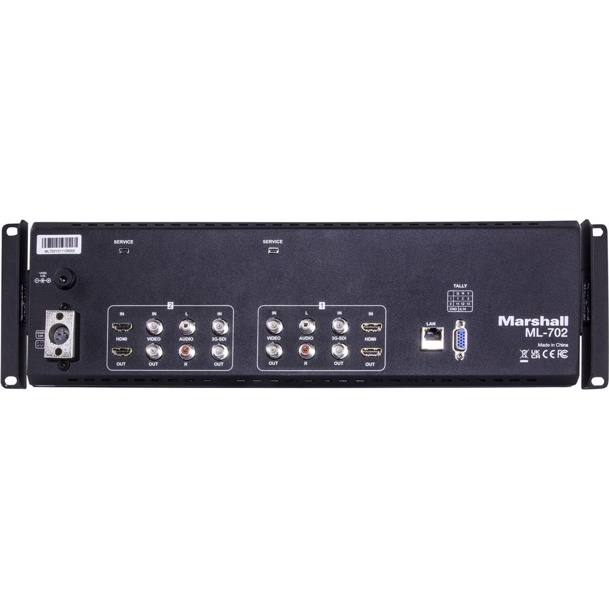 Marshall Marshall Electronics ML-702 Dual 7" Full HD 3RU Rack Mount Monitor, Supports HDMI & 3G-SDI