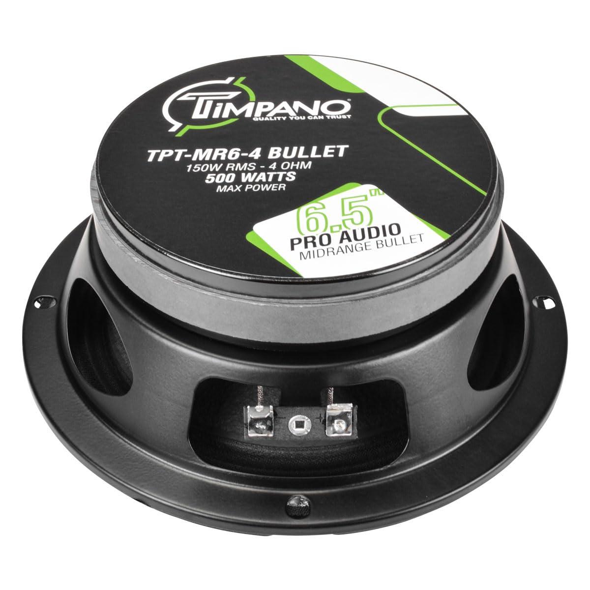 Timpano Timpano 6.5 Midrange Speaker TPT-MR6-4 Bullet 500 Watts, 4 Ohm, Shallow Mount 6.5 Inch Speakers PRO Audio Mid Range Loud Speaker (Single)