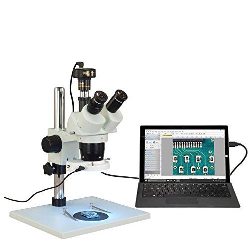 OMAX Trinocular 20X-40X Stereo Microscope on Wide Table Stand with 56-LED Ring Light