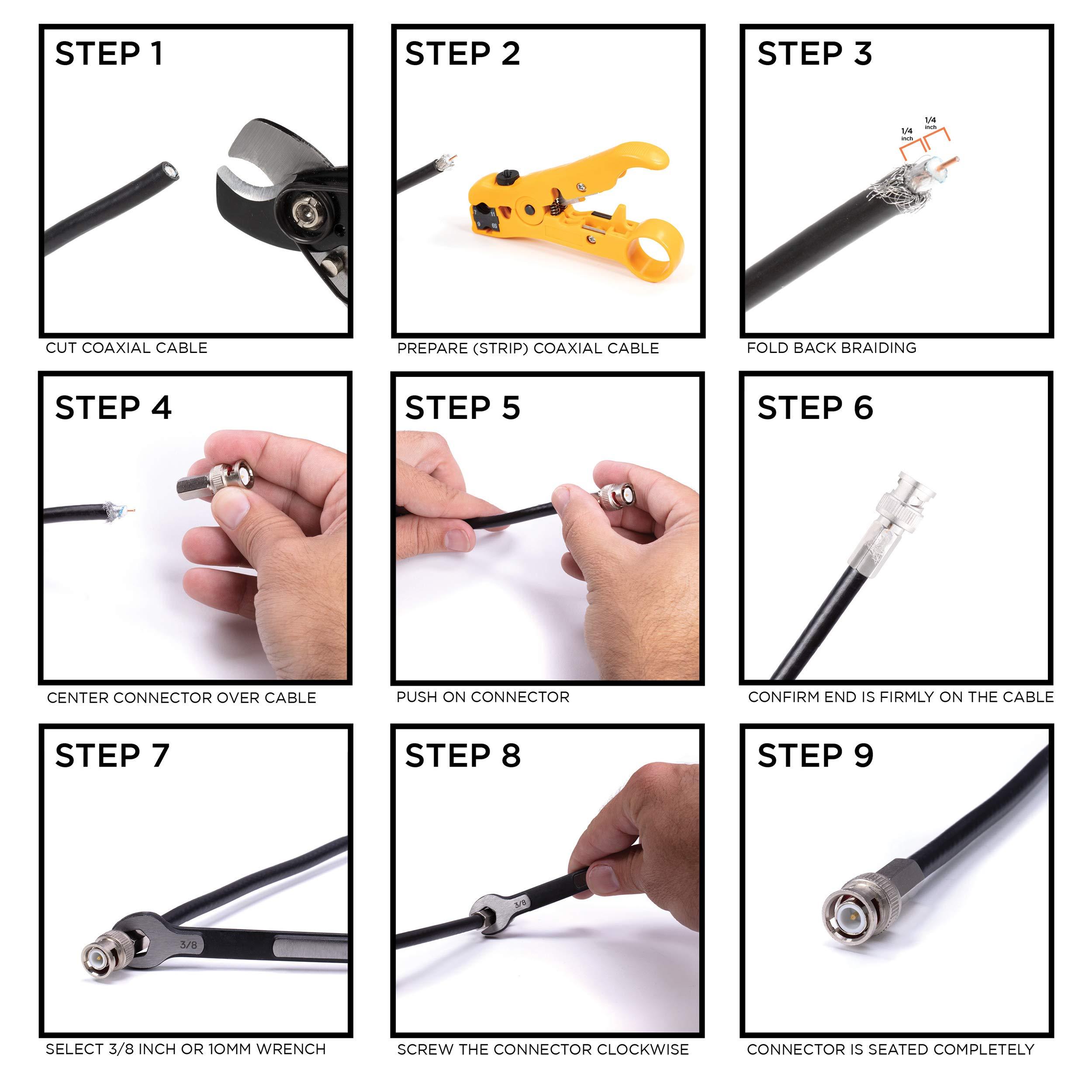 THE CIMPLE CO RG59 Coaxial Cable Connector, Screw On (Twist On) - SDI, HD-SDI, CCTV, Security, Video Card, Camera, Solderless - RG59 - Pack of 25