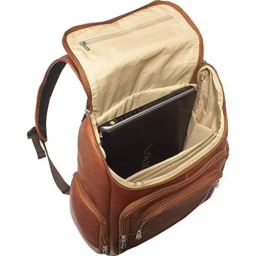 Piel Leather Piel Leather Multi-Pocket Laptop Backpack, Saddle, One Size