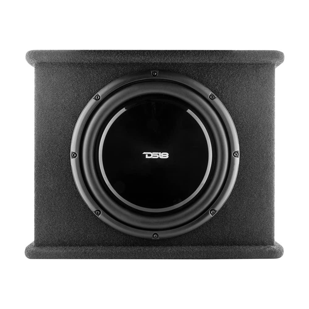 DS18 DS18 SB12A 12 Inches Shallow Subwoofer Enclosure with Built in Amplifier Car Audio All in One Amplifier and Subwoofer Bass Package 700 Watts Power Great Stealth Car Subwoofer in Box with Amp