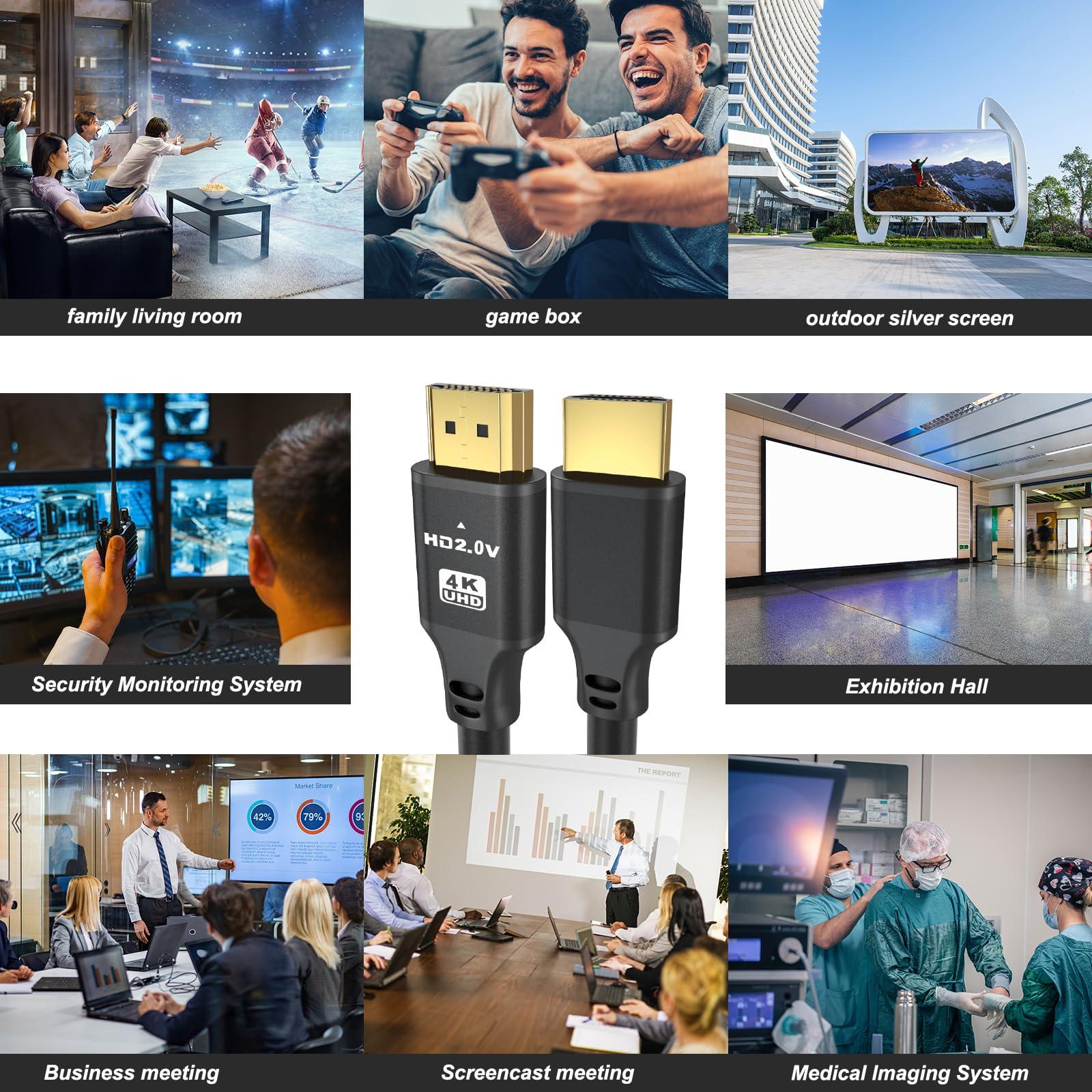 jojobnj jojobnj HDMI Cable 30ft, 4K@60Hz, 18Gbps High Speed HDMI 2.0 Cord, Ultra HD,Ethernet Audio Return,Video 4K,1080p,3D,Arc, HDR Compatible with Xbox,PS5/PS4,HDTV,Laptop ect(Black)