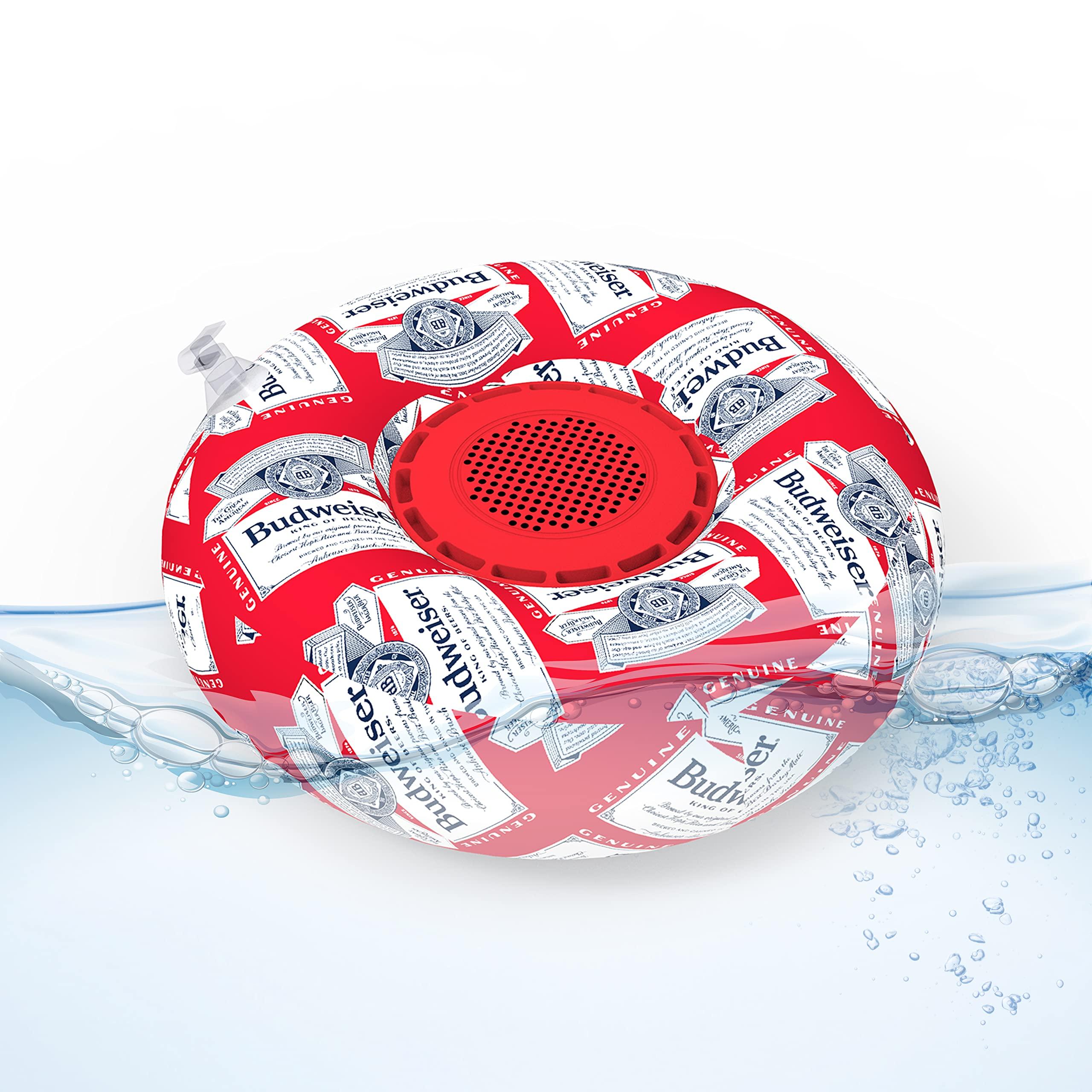 Budweiser Budweiser Bluetooth Pool Floatie Speaker - Portable Bluetooth Speaker - Water Resistant - Air Pump Included - Drink Holder