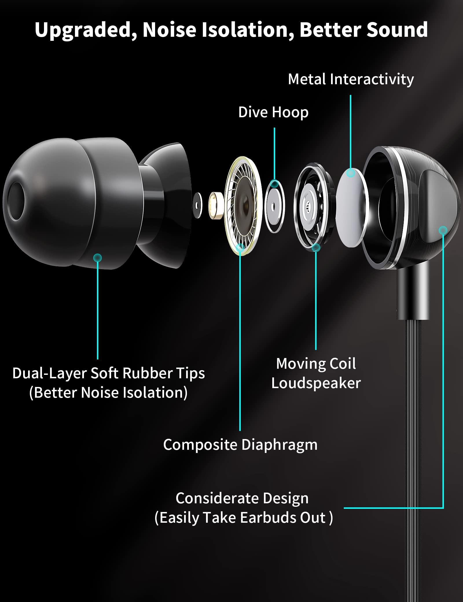 TITACUTE USB C Headphone for Samsung A53 S54 S22 S23 S21 S20 FE Wired Earbuds Magnetic in-Ear Type C Earphone with Microphone Stereo Noise Canceling for Galaxy Z Flip 5 Fold 4 Pixel 7 6 6a 7a OnePlus (Black)